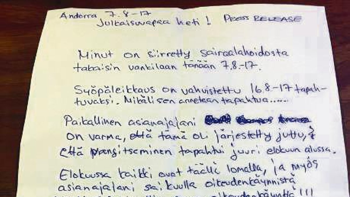 L'ultra finlandès denuncia pressions de les autoritats del seu país a Andorra