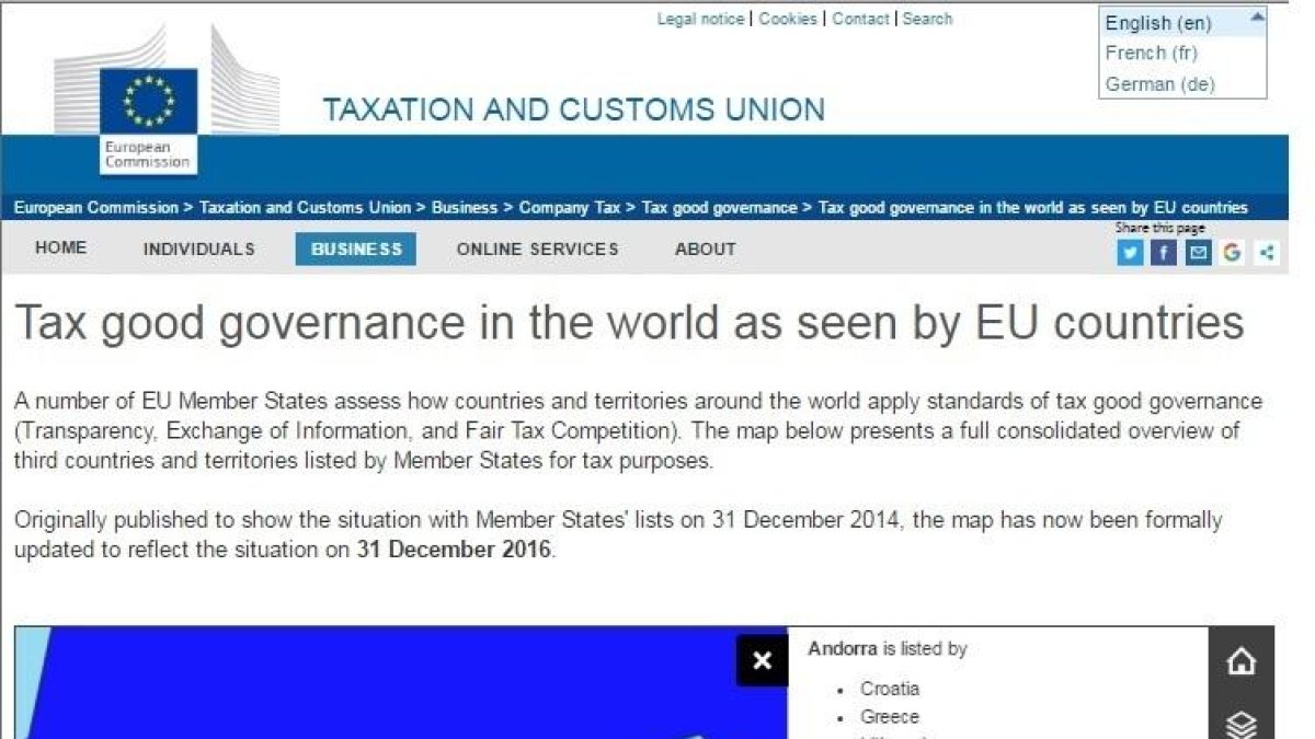Exteriors augura que dos països més trauran el país de la llista de paradisos