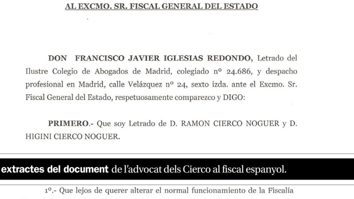 Els Cierco admeten que informen la justícia espanyola des del 2014