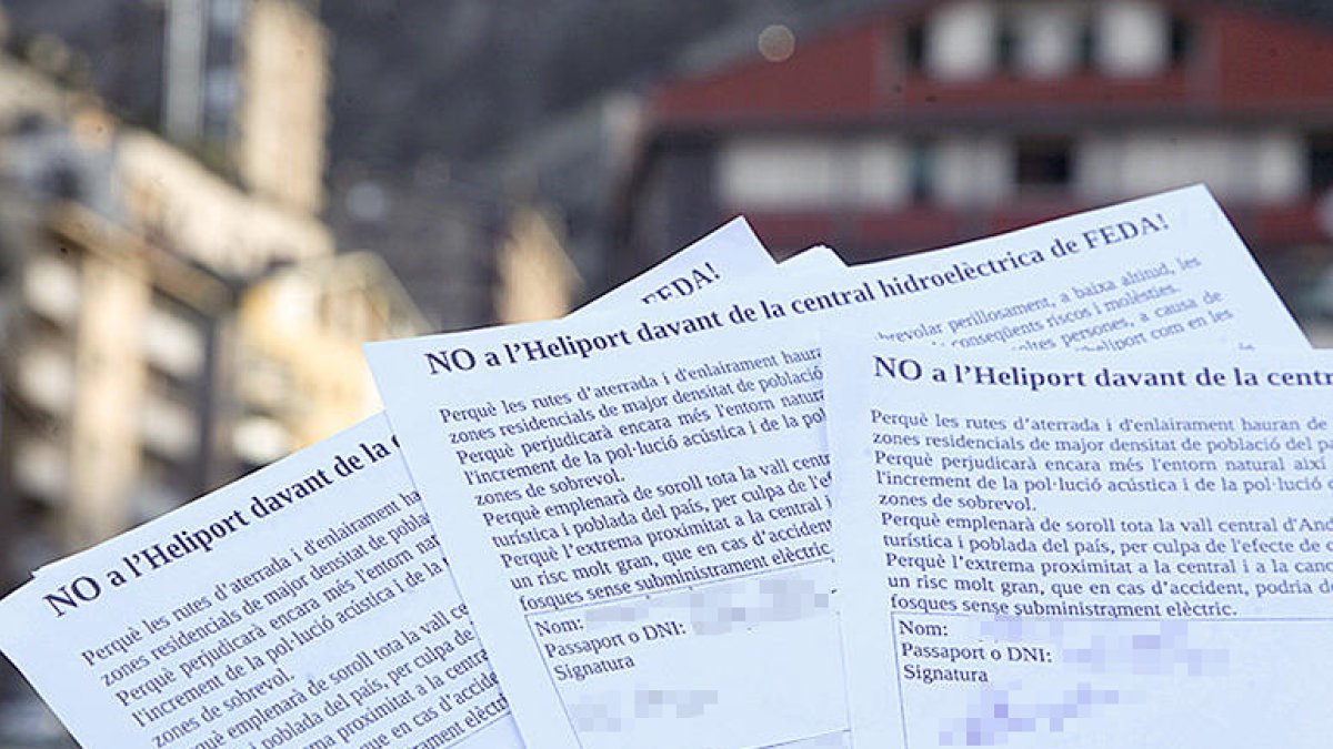 Recollida de firmes contra l'heliport de veïns d'Escaldes