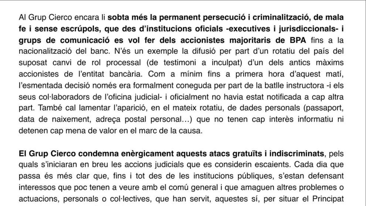 Els Cierco diuen que la Justícia els està perseguint “amb mala fe”