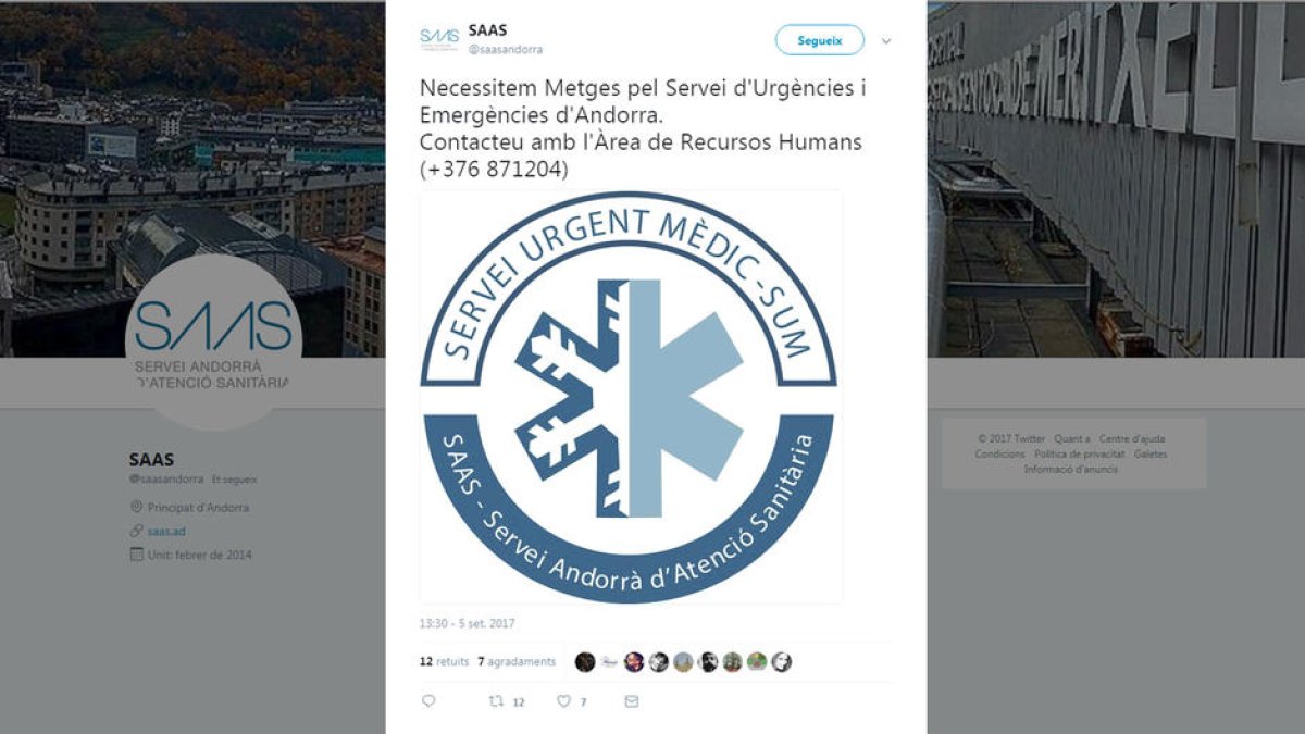 Es busca metge per Twitter