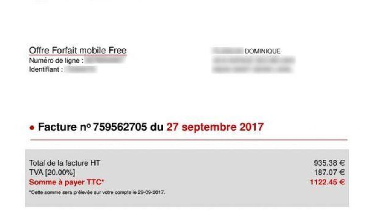 Factura de mil euros