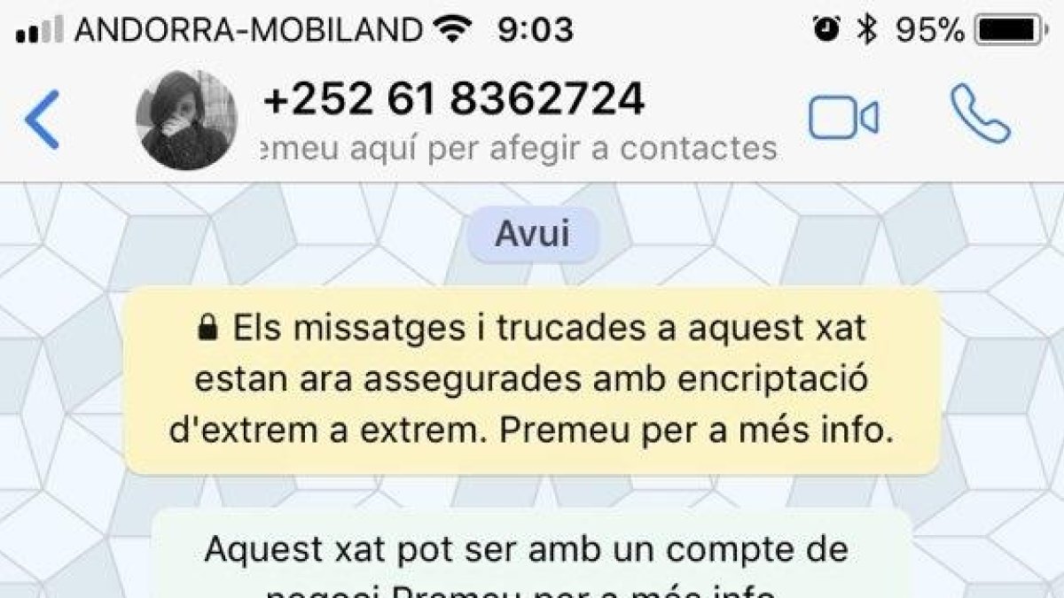 Andorra Telecom alerta del perill d'estafa a través de missatges de WhatsApp