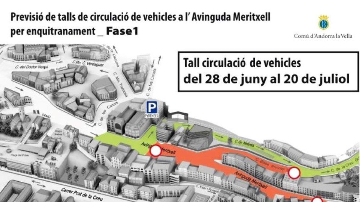 Meritxell tallarà el trànsit un mes per enquitranar