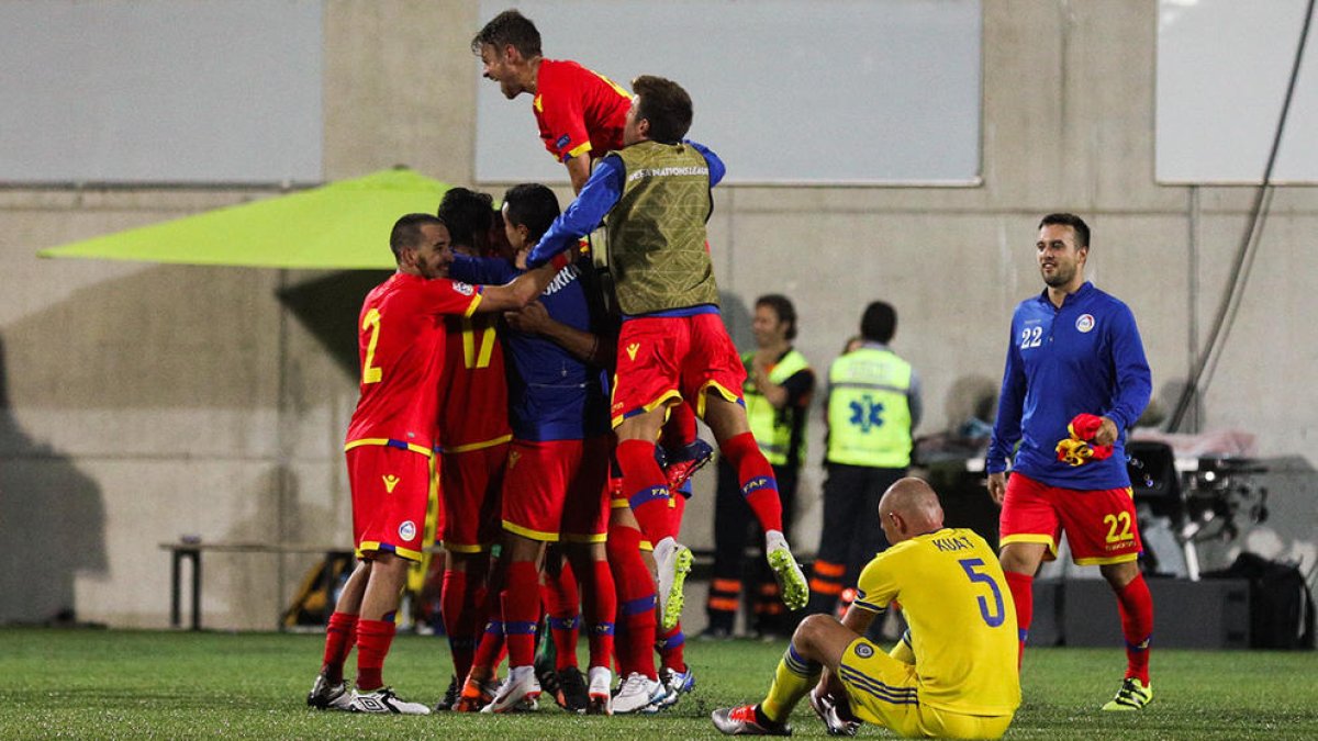 Celebració Andiorra vs Kazakhstan