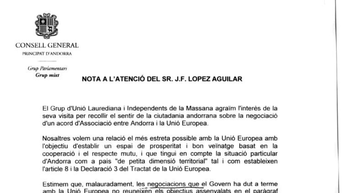 Pintat lidera amb una dura carta el rebuig a l'acord amb la UE