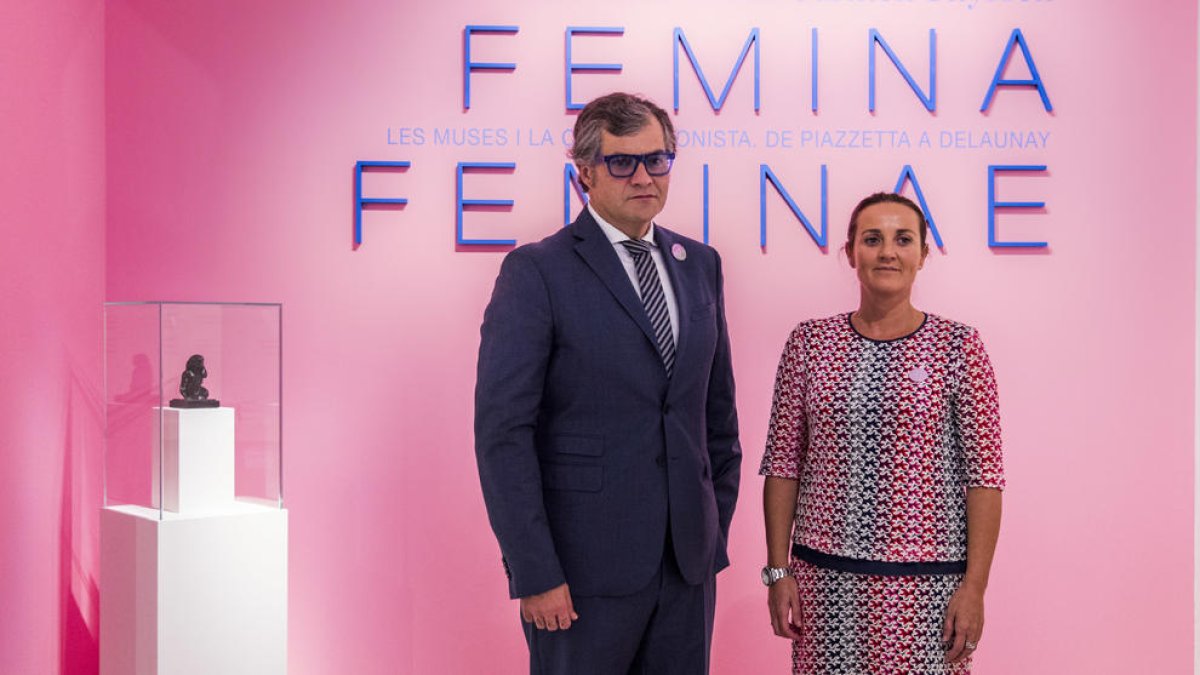 Olga Gelabert i Guillermo Cervera durant la inauguració de la tercera exposició al Museu Carmen Thyssen Andorra