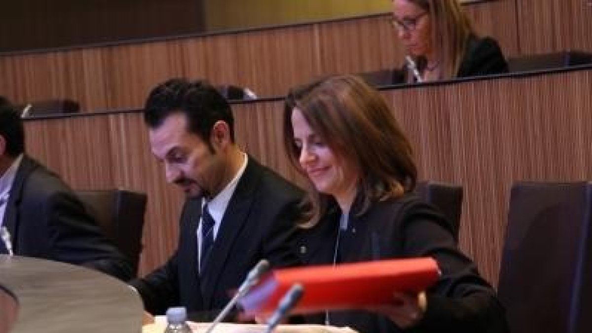 Consellers socialdemòcrates, durant la sessió d'avui