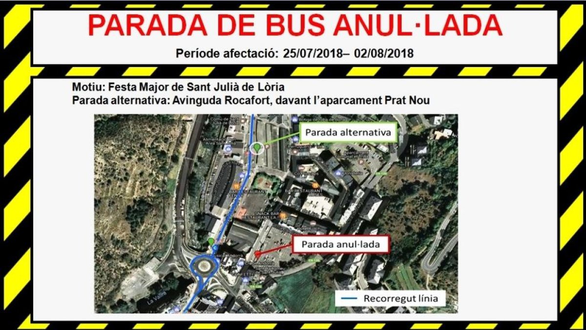 Anul·lada la parada de bus de plaça Laurèdia