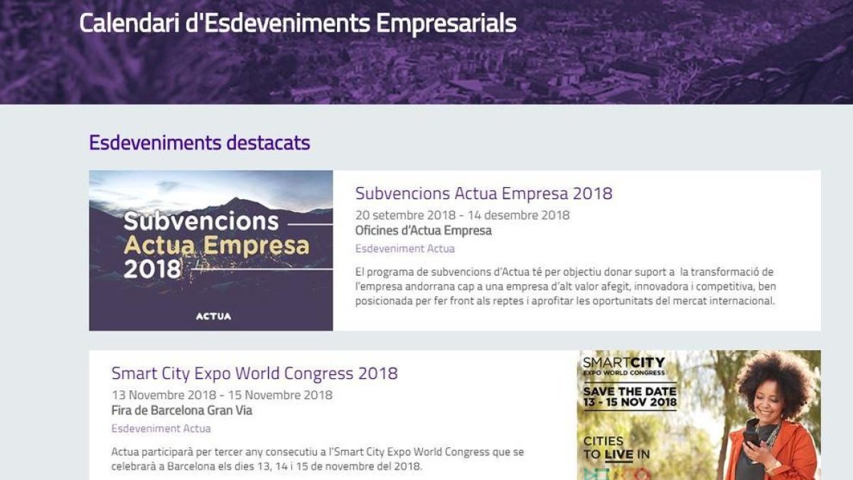Actua engega la primera agenda d'esdeveniments empresarials del país