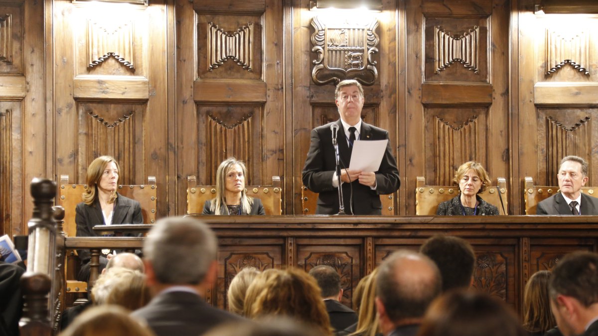 El president del CSJ, Enric Casadevall, durant la celebració de l'obertura de l'any judicial a la Casa de la Vall