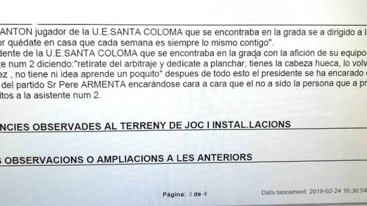 La UE Santa Coloma assegura no tenir res a veure amb els insults