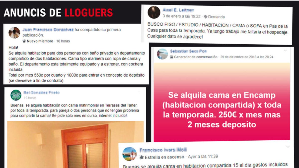 Llogar una habitació a la web costa 400 euros al mes i un llit, 250