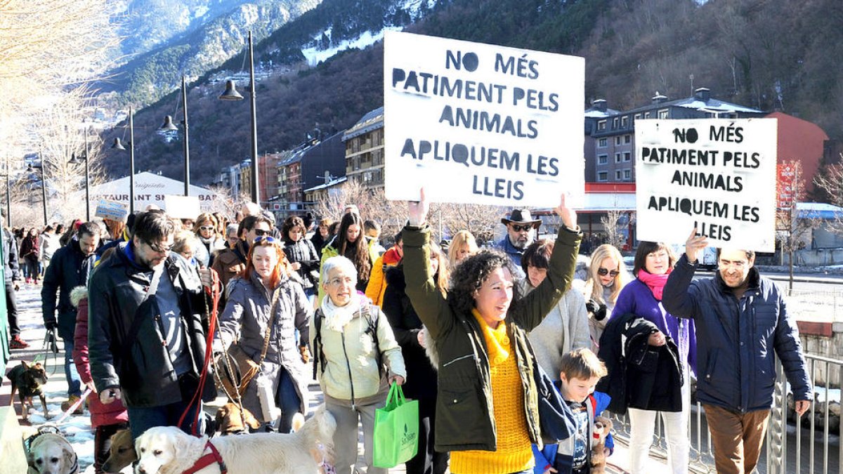 Un centenar de persones protesten pels gossos morts