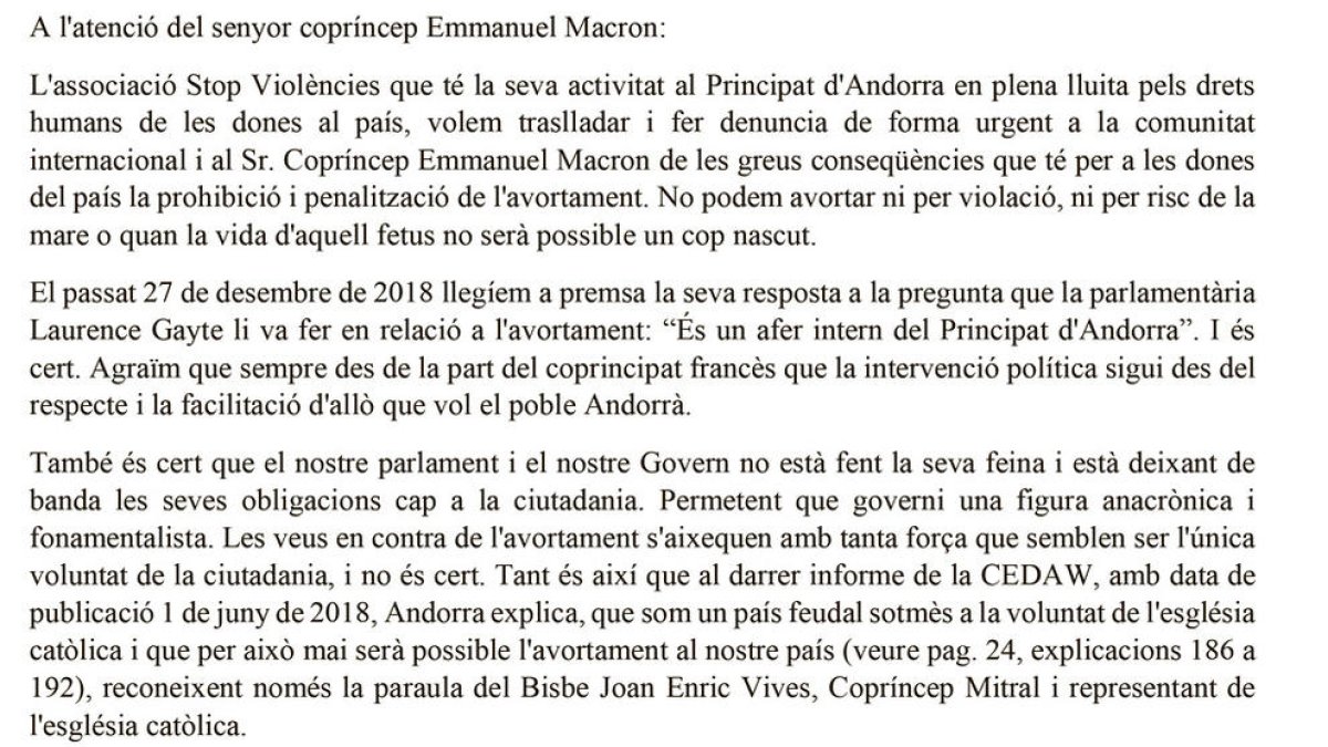 Petició perquè Macron es posicioni sobre l'avortament