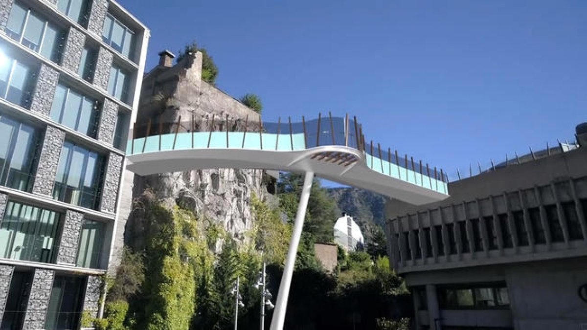 La passarel·la entre la plaça del Poble i el carrer de la Vall estarà llesta a l'estiu