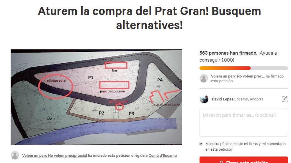 Convocatòria d'una protesta per mantenir el parc del Prat Gran