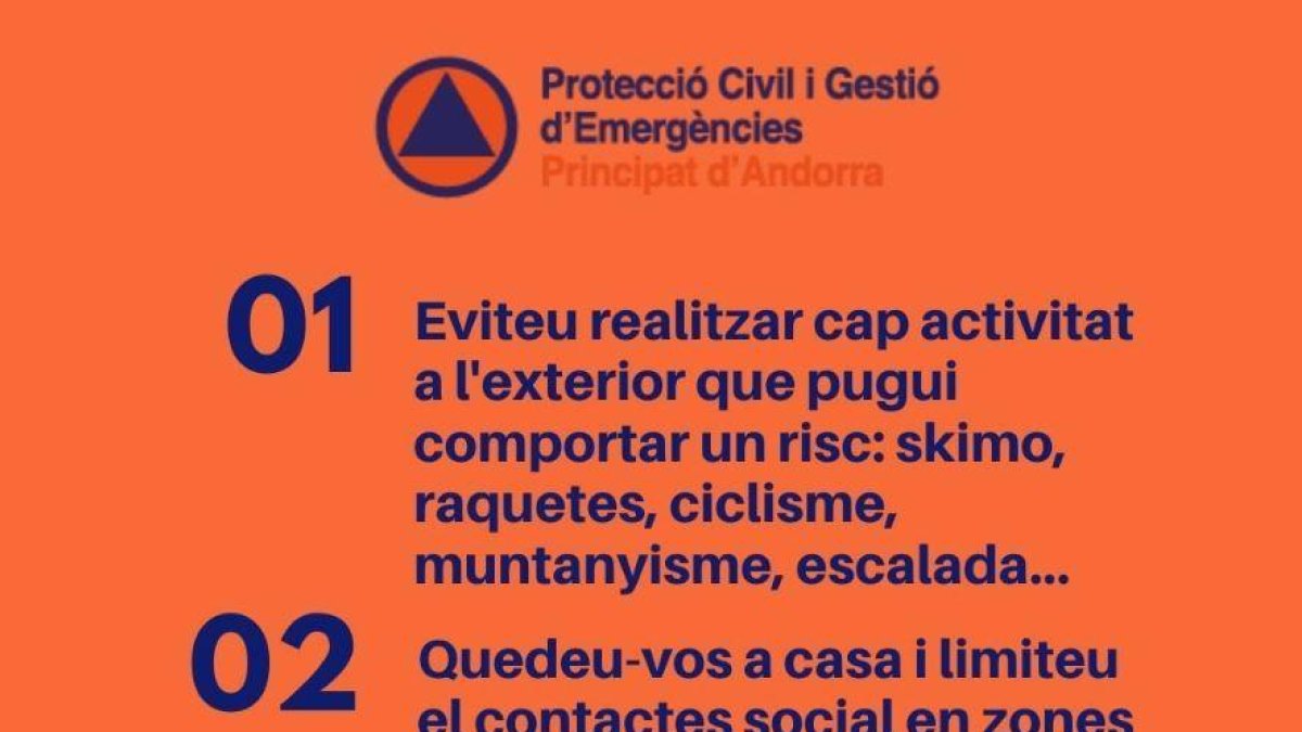 Protecció Civil recomana no fer activitats de risc