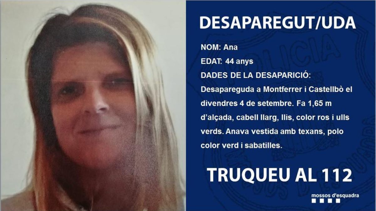 La policia busca una dona desapareguda a Montferrer que podria estar a Andorra