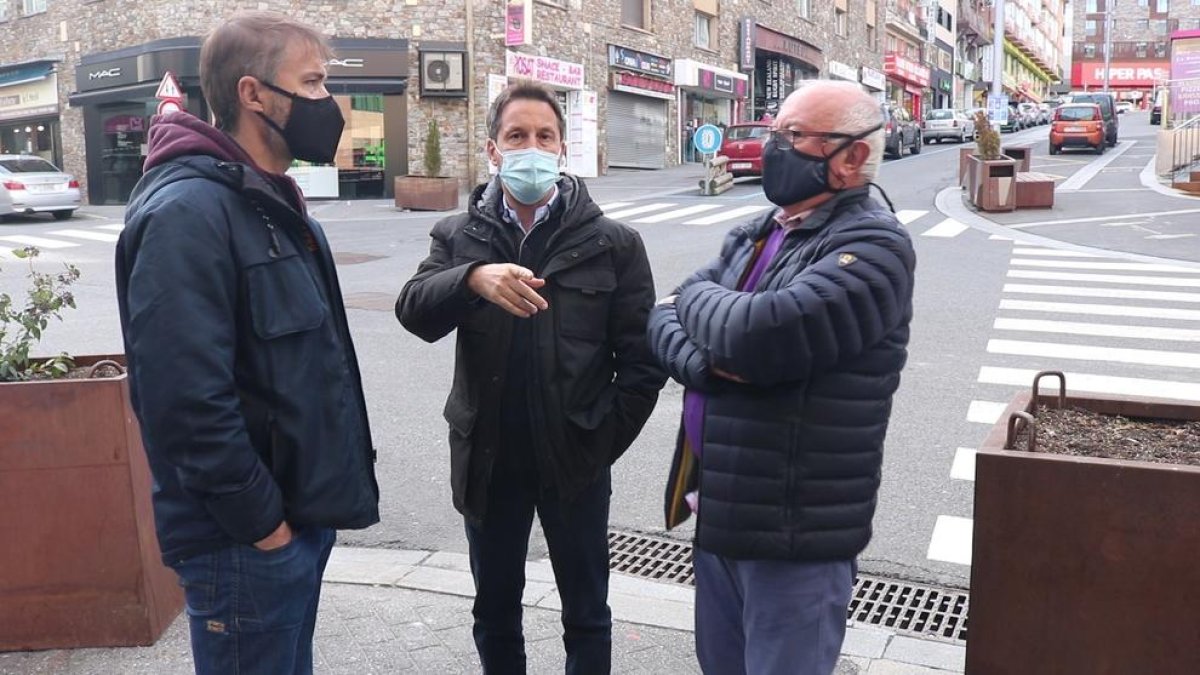 Pere López, David Rios i Enric Riba, aquest migdia al Pas de la Casa