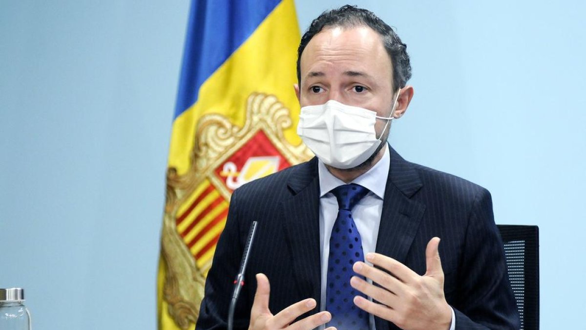 Xavier Espot en la roda de premsa d'aquesta tarda