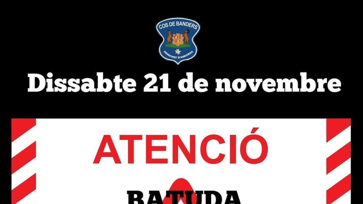 Banders avisa de la batuda demà a Sorteny