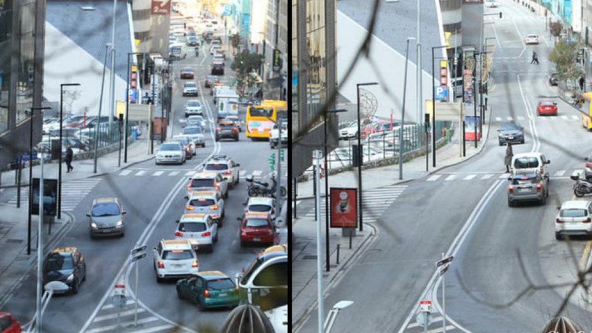 Imatge del trànsit del pont del 2020 i el del 2019