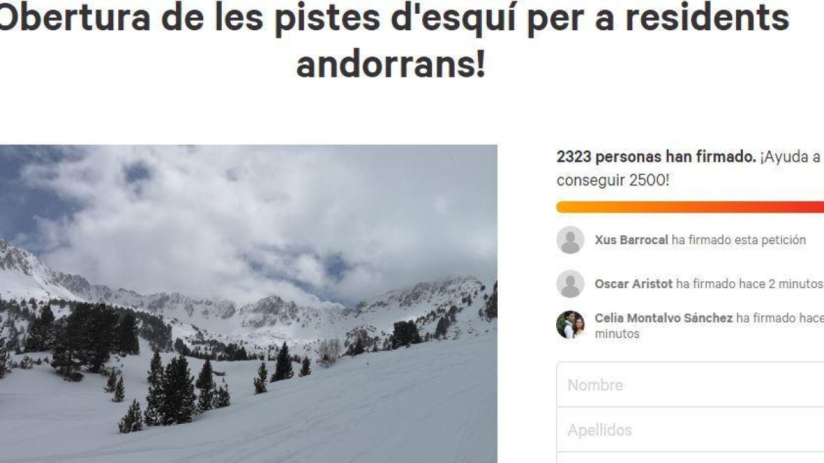 Recollida de signatures perquè obrin les pistes