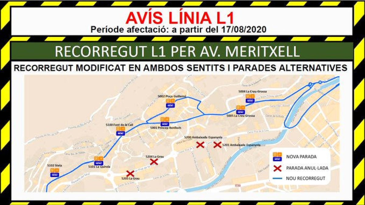 Canvis en els autobusos per les obres a la Baixada del Molí