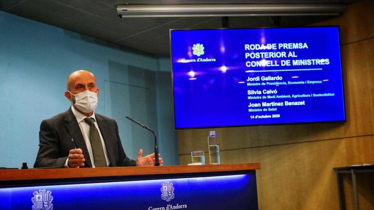 El ministre Benazet en la roda de premsa d'aquesta tarda