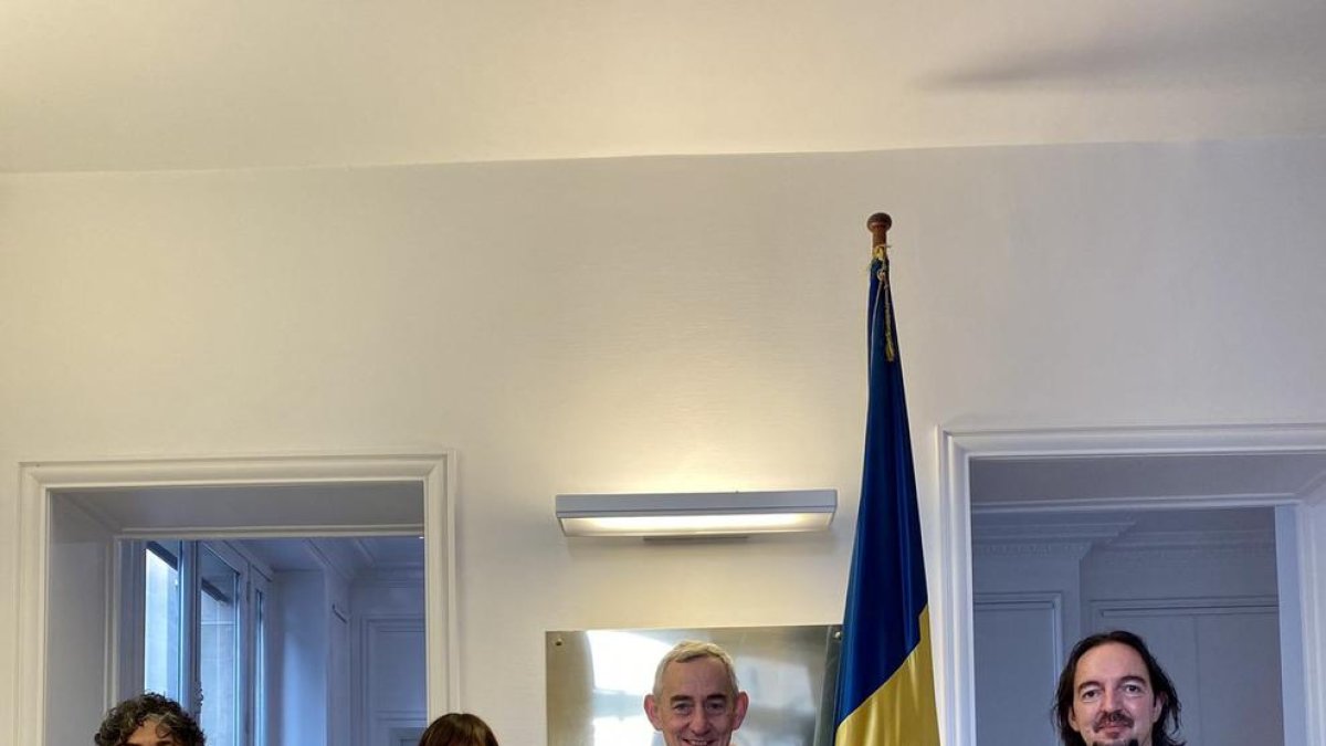 Un instant de la trobada entre Rabassa, Descarrega, Lenoir i Riba.