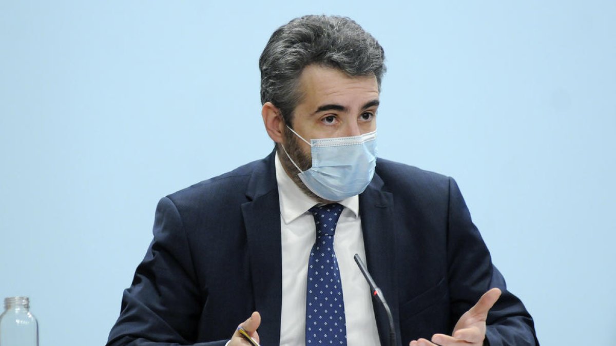 El ministre Portaveu, Eric Jover, en la compareixença d'aquesta tarda