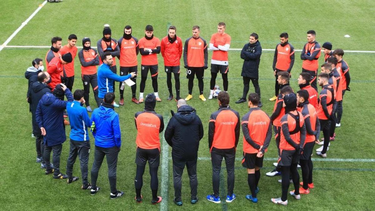 Eder Sarabia, a Prada de Moles, en el seu primer entrenament amb l'FC Andorra