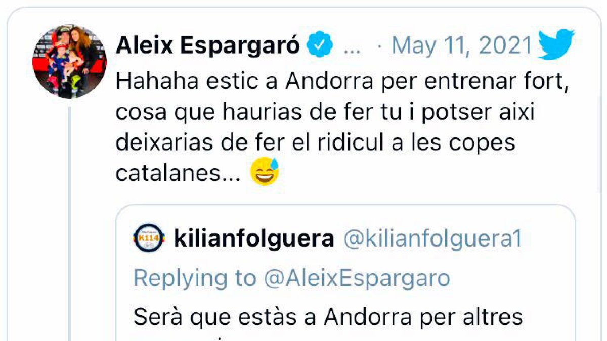 Aleix Espargaró i Kilian Folguera 's'enganxen' a les xarxes socials