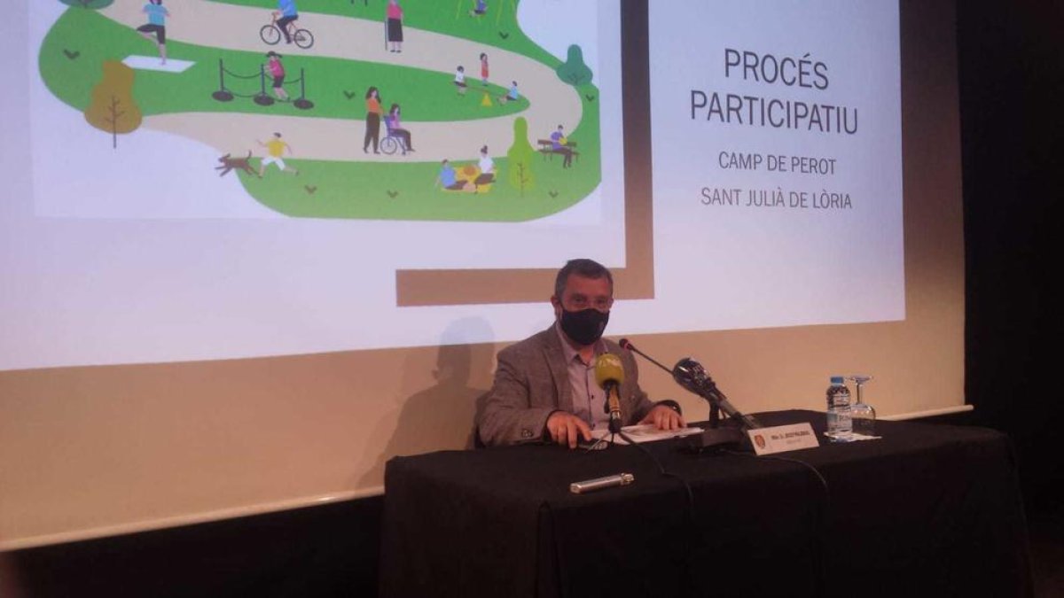 El cònsol major, Josep Majoral durant la presentació d'avui