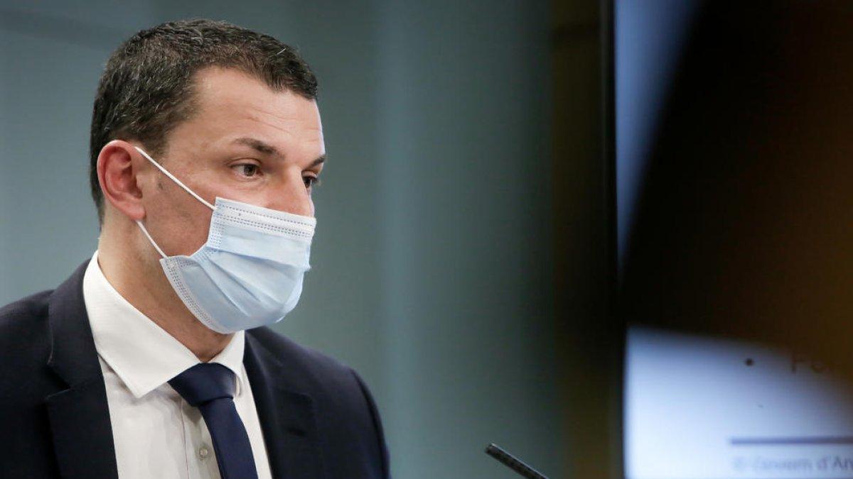Jordi Gallardo, en la roda de premsa posterior al consell de ministres d'aquesta tarda.