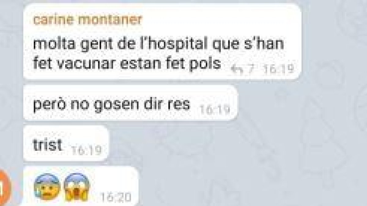 Missatge de Carine Montaner al grup sobre la vacunació