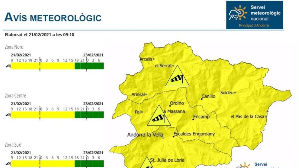 Alerta groga per fort vent i precipitacions