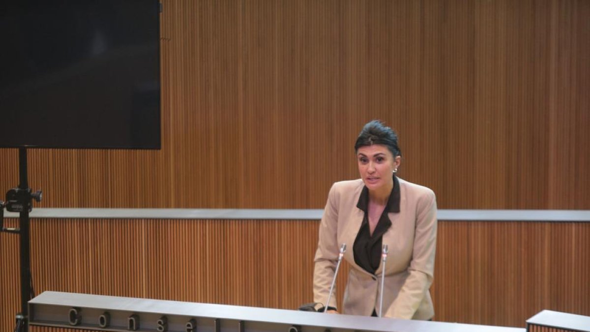 Carine Montaner en una sessió al Consell General