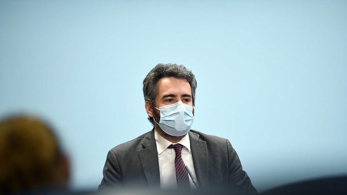 El ministre portaveu i de Finances, Eric Jover durant la roda de premsa