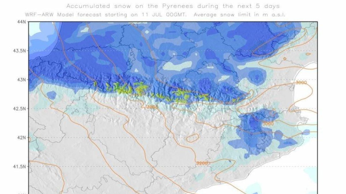 Baixada de temperatures amb possibles nevades a partir de dilluns