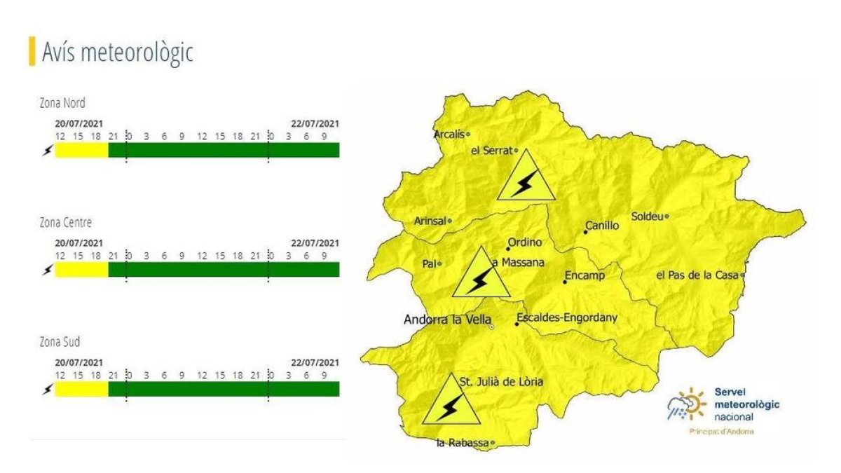 Avís groc per tempestes aquesta tarda