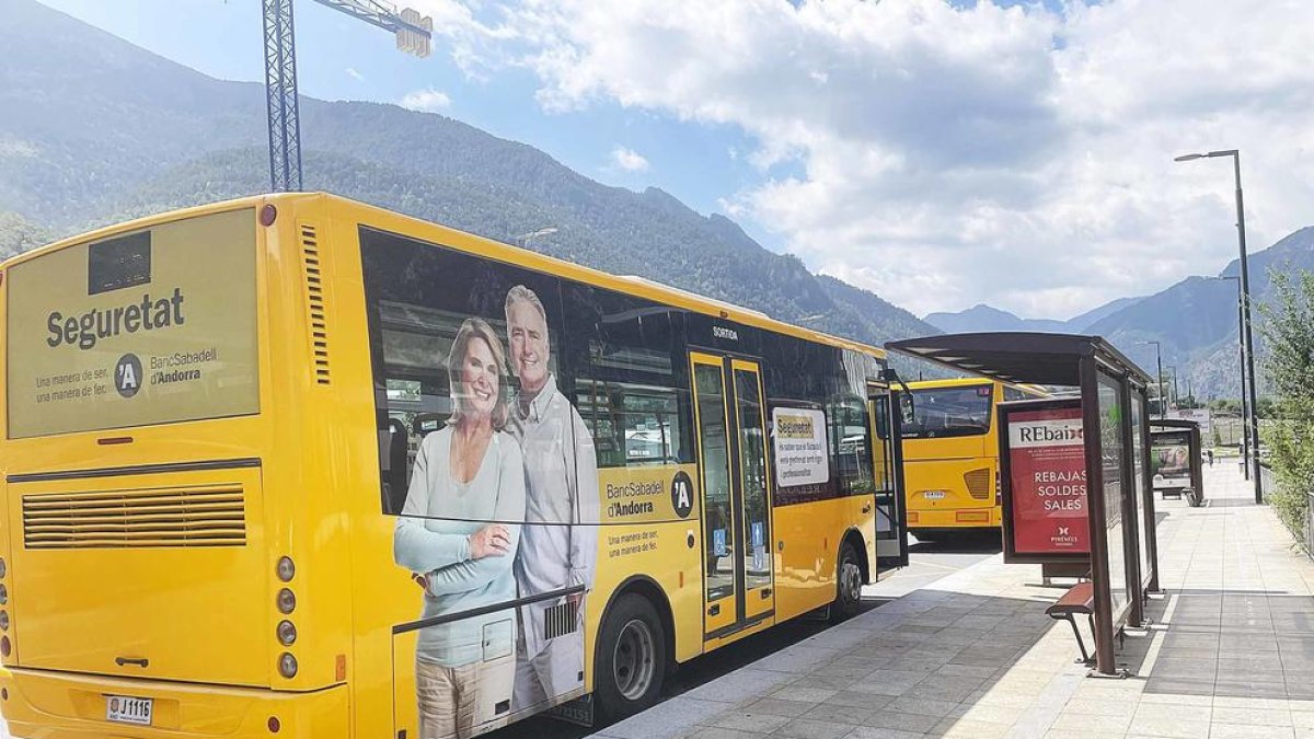 Dos busos aturats a les parades de l'avinguda Tarragona.