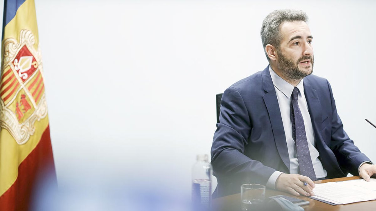 El ministre portaveu, Eric Jover, en roda de premsa.