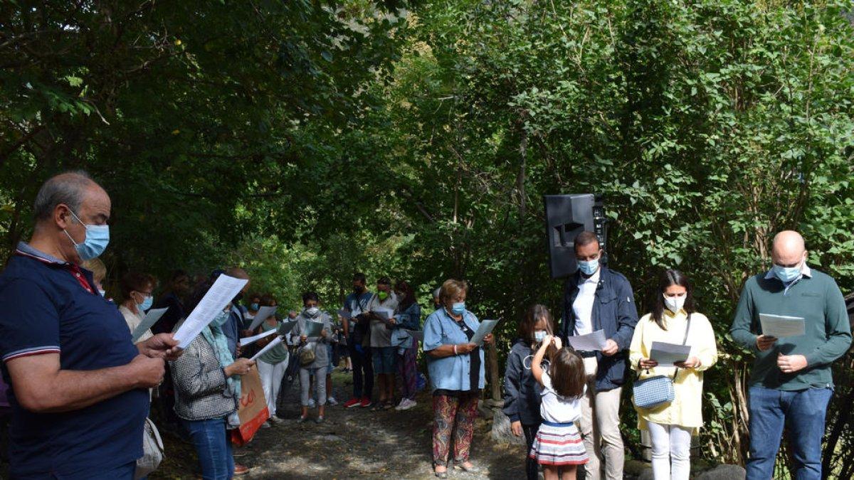 Un moment de la pregària a la Mare de Déu de l'Oratori aquest matí a Encamp