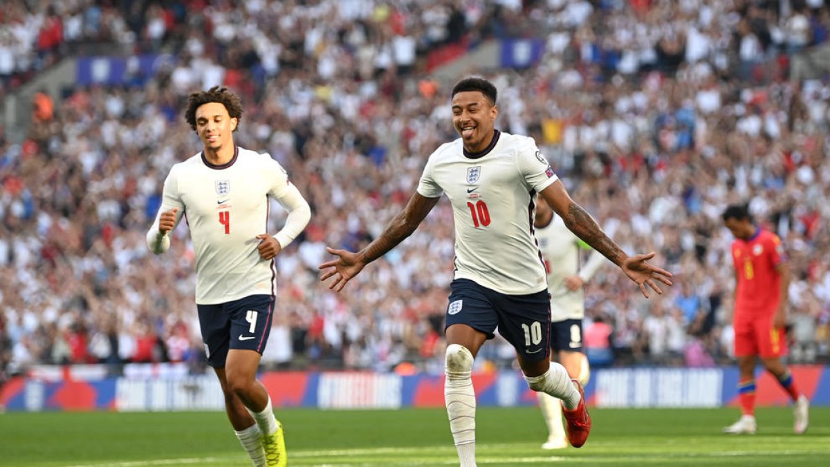 Lingard celebra l'1-0 d'Anglaterra.