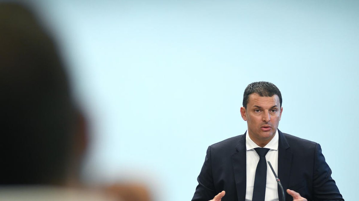 Jordi Gallardo durant la roda de premsa del Consell de Ministres.
