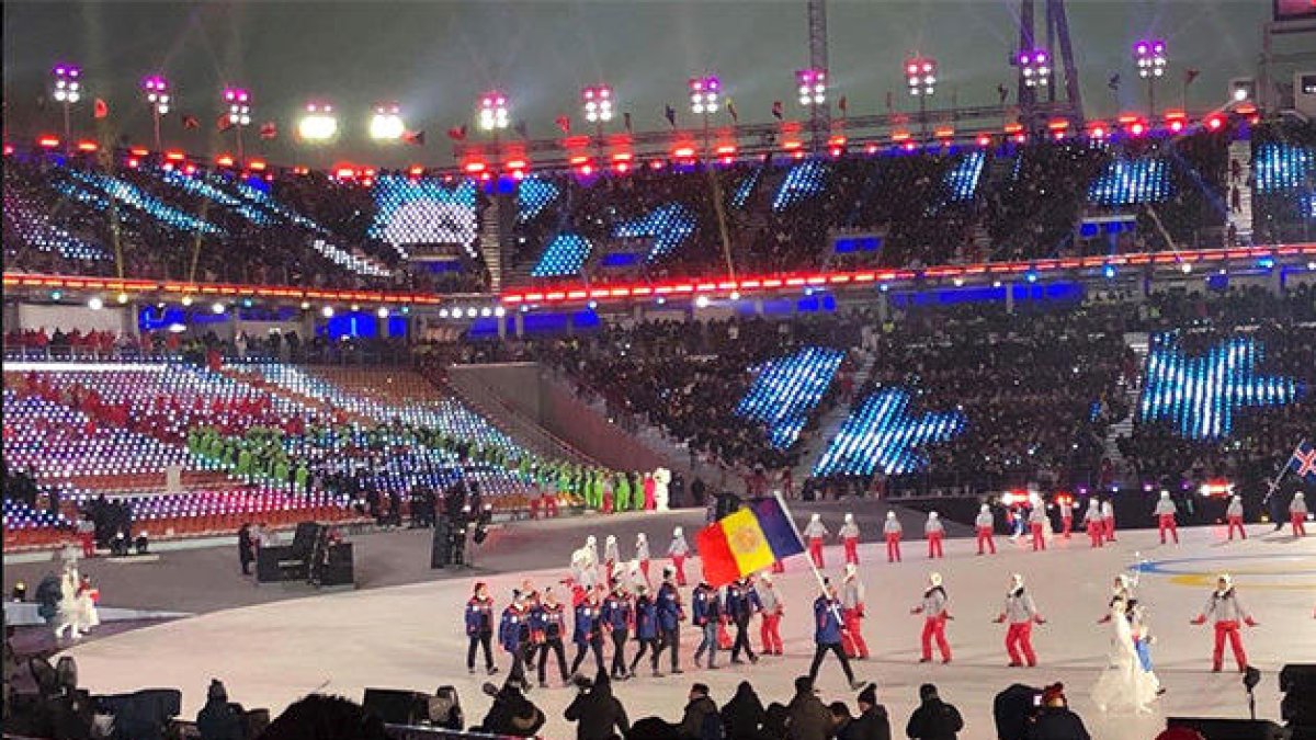 Delegació andorrana a l'obertura dels Jocs de Pyeongchang 2018.