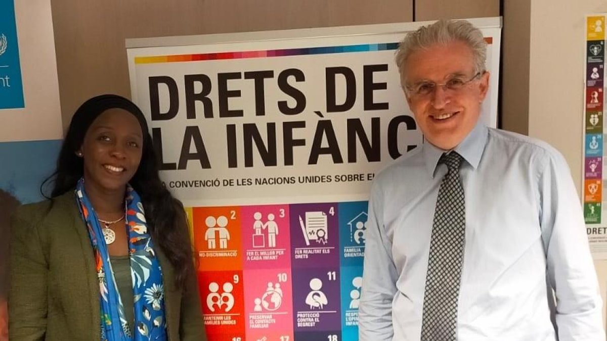 La sots-directora d'Unicef Bhutan, Marie-Consolée Mukangendo amb el director d'Unicef-Andorra, Albert Mora